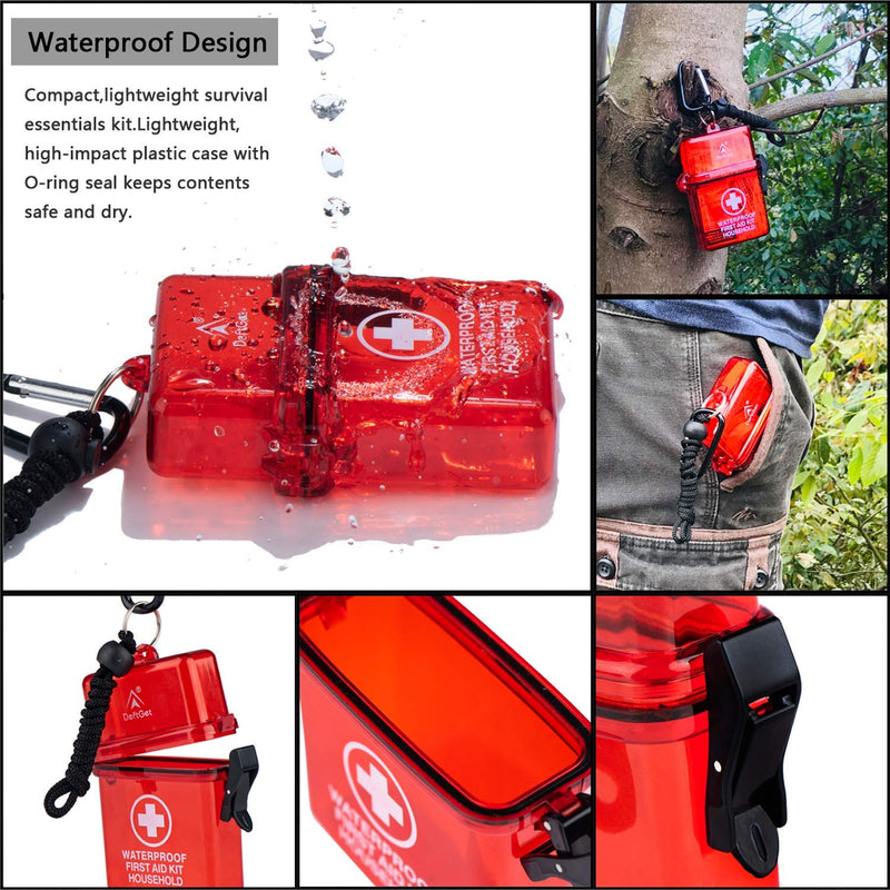 [AUSTRALIA] - DEFTGET Waterproof First Aid Kit with Mini, Durable, Lightweight Construction, Bandages for Minor Injuries While Camping, Hiking and Outdoor Survival (Dark-red) Dark-red 
