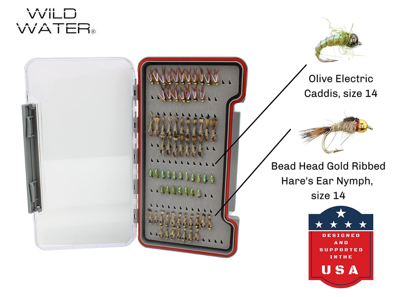 Wild Water Fly Fishing Nymph Assortment, 72 Flies with Small Thin Fly Box for Trout, Panfish, Crappie, Sunfish - BeesActive Australia