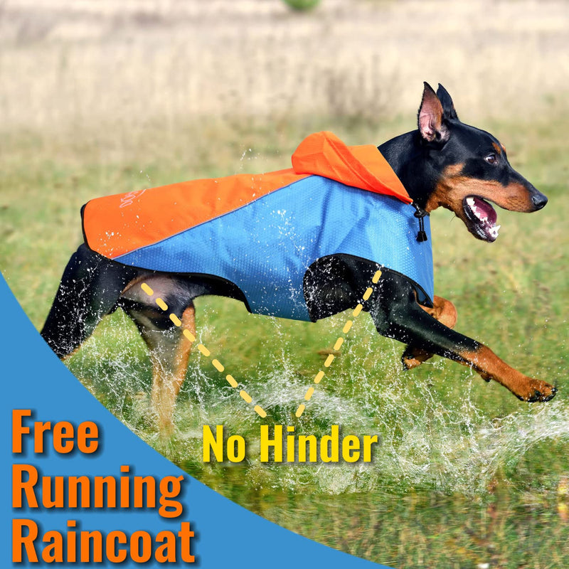 Dog Raincoat Dog Rain Jacket,Coat 100% Waterproof Dog Rain Coats,Jacket,Poncho for Small,Medium,Large Dogs. Reflective Orange Safety Hunting Dog Vest Multi Purpose Raincoats. Keep Dog Dry and Safety. Orange-Blue X-Large - BeesActive Australia