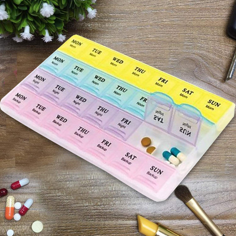 Weekly Pill Box 7 Day 28 Compartments Tablet Organiser with Labels Requisite Needs - BeesActive Australia