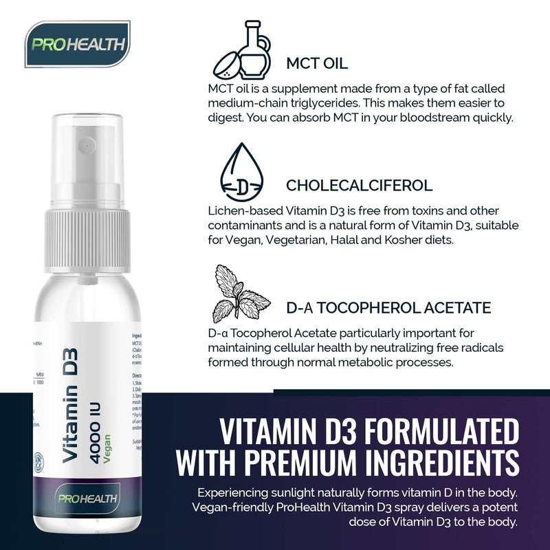 Vegan Vitamin D Oral Spray - Max Strength 4,000 IU - 4 Months Supply - Natural Peppermint Flavour - Preservative-Free, Non-GMO, Natural Ingredients for Healthy Bone, Teeth, Muscle and Immune System 4,000 IU Spray - 4 Month Supply - BeesActive Australia