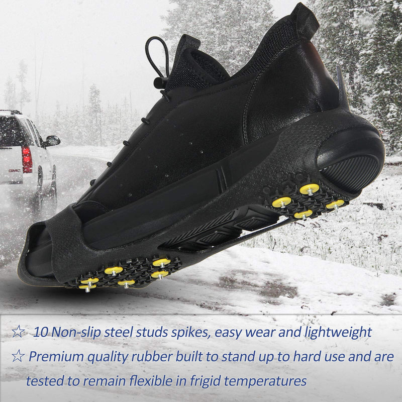 JSHANMEI Crampons Ice Cleats for Shoes and Boots Snow Cleats for Women Men Non-Slip Spikes Shoes Ice Walking Cleats Traction on Snow and Ice 10 Studs Medium - BeesActive Australia