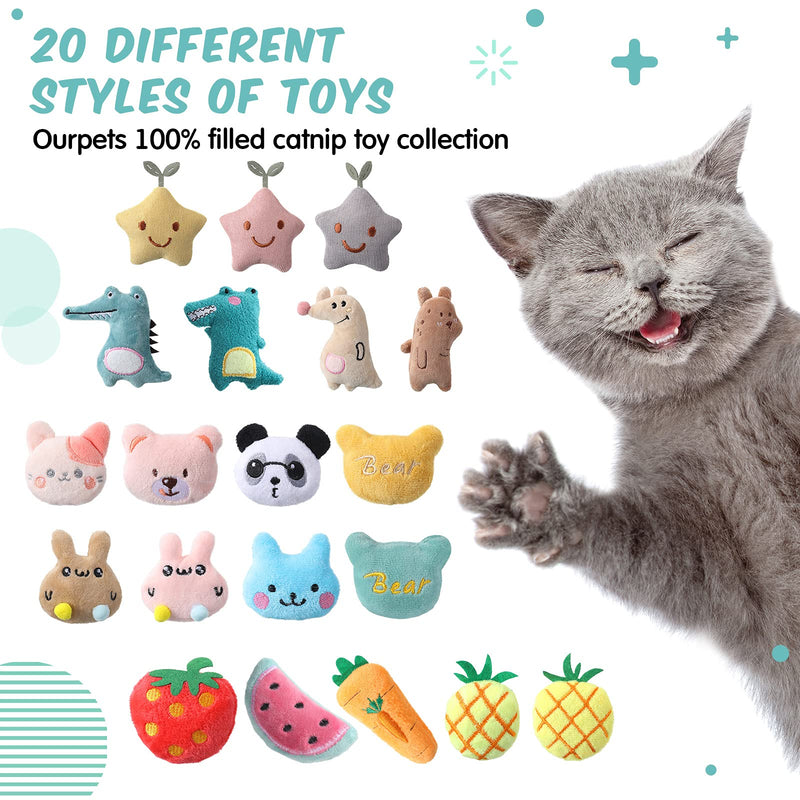 20 Pieces Catnip Toys for Indoor Cat Plush Cat Chew Toys Cute Kitten Catnip Toys Cat Pillow Toys Kitten Entertaining Toys Interactive Cat Toys in 20 Different Cute Shapes Design for Cat Kitten Kitty - BeesActive Australia