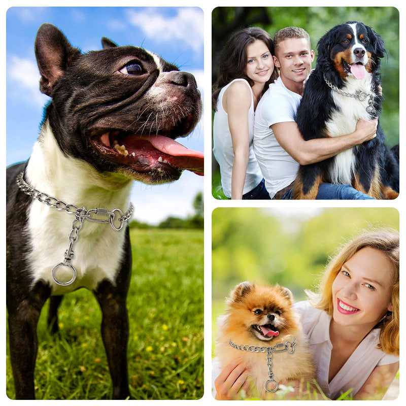 Dog Chain Necklace Metal Stainless Steel Leash Training Choke Collar Adjustable Buckle 360 Degree Rotation Head Dog Gift for Medium Large Dogs - BeesActive Australia