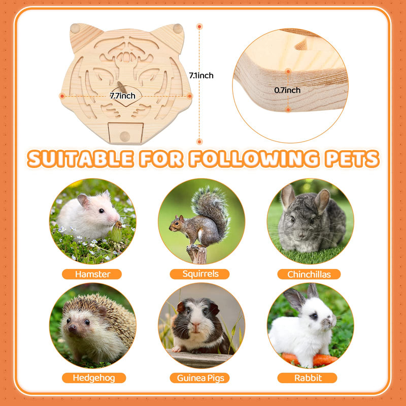 Sieral Wooden Enrichment Foraging Toy for Small Pet 7.7''x 7.1'' Interactive Hide Treats Puzzle Rabbit Toys Small Animal Toys Mental Stimulation Toys for Guinea Pig Hamster Bunny Rat Chinchilla - BeesActive Australia
