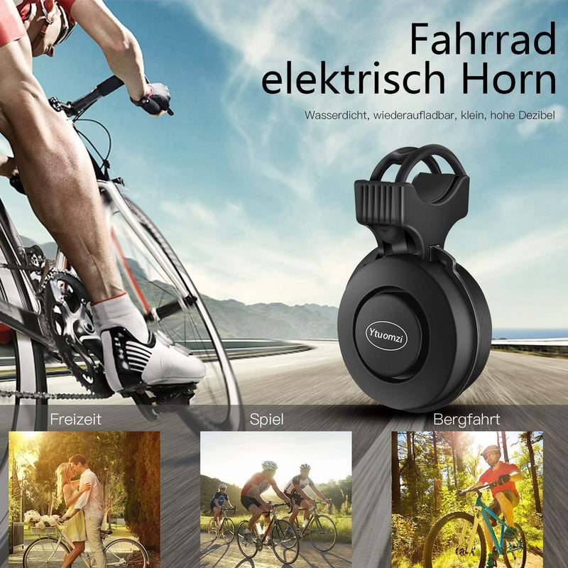 Ytuomzi Electric Bike Horn USB Rechargeable Bicycle Bell 120 db Invisible Cycling Alarm Loud Horn Waterproof 3 Modes Alert Ring for Mountain/Road Bike Scooters Handlebar 22-31.8mm Black - BeesActive Australia