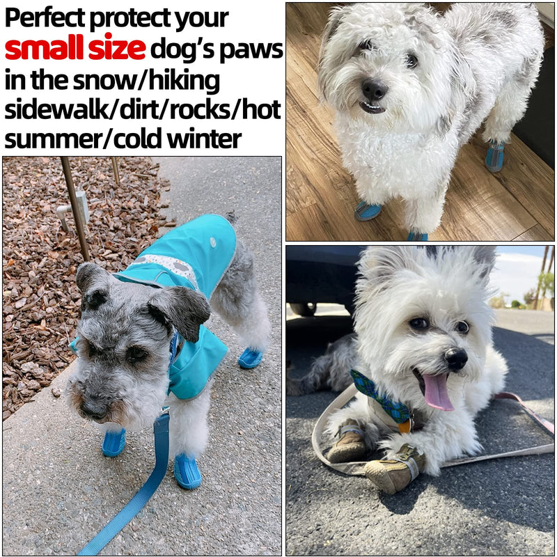 Hcpet Dog Shoes for Small Dogs Boots, Breathable Dog Booties Paw Protector for Hot Pavement Winter Snow Hiking Booties 4Pcs #3 (width 1.49 inch) for 11.0-16.5 lbs Khaki - BeesActive Australia