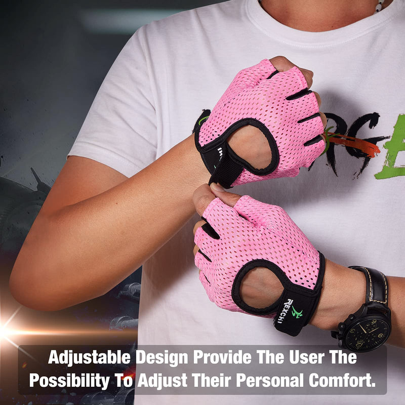 2 Pairs Workout Gloves Women Adjustable Weight Lifting Gloves Gym Exercise Workout Gloves Breathable Training Gloves for Men and Women Fitness, Biking, Pull up, Cycling Black, Pink Medium - BeesActive Australia