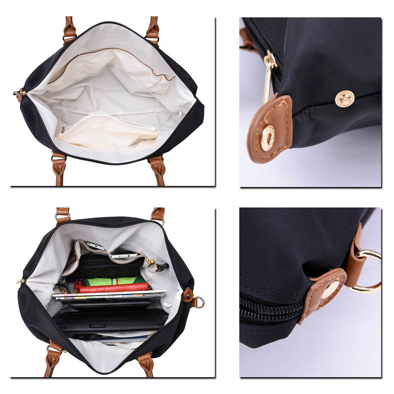 NNEE Large Oversized Water Resistance Nylon Tote Bag With Multiple Pocket Design - Black 2 - BeesActive Australia