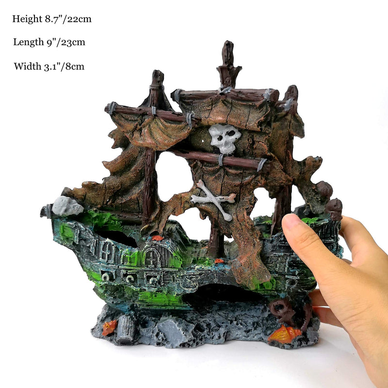 M2cbridge Antique Roman Column Ruins European Castle Aquarium Decorations Fish Tank Hideout Rocks (Pirate Shipwreck) Pirate Shipwreck - BeesActive Australia