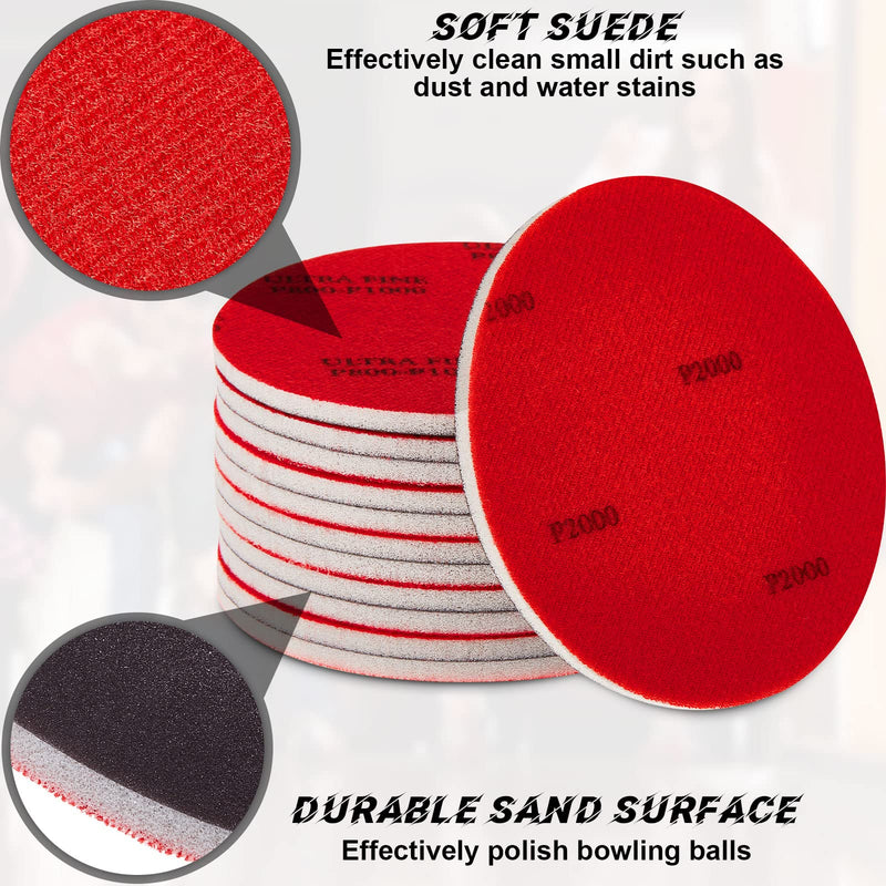 Maitys 12 Pieces Bowling Sanding Pads Bowling Ball Spinner Bowling Ball Sanding Sand Pads Resurfacing Polishing Cleaning Kit, 500,1000, 2000 Grit - BeesActive Australia