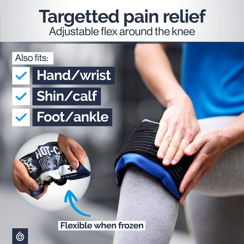 Knee Pain Relief Gel Pack - Hot Cold Ice Packs for Sports Injuries, Reusable Heat Pads (3in1 Compress Wrap fits Ankle, Foot, Elbow) First aid for Reduce Swelling, Replacement Surgery - Gelpacks Direct - BeesActive Australia