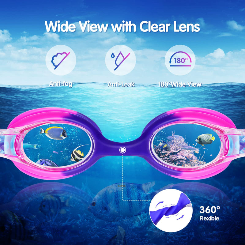 Kids Swim Goggles, 2 Pack Swimming Goggles No Leaking Anti Fog Kids Goggles for Boys Girls(Age 6-14) - BeesActive Australia