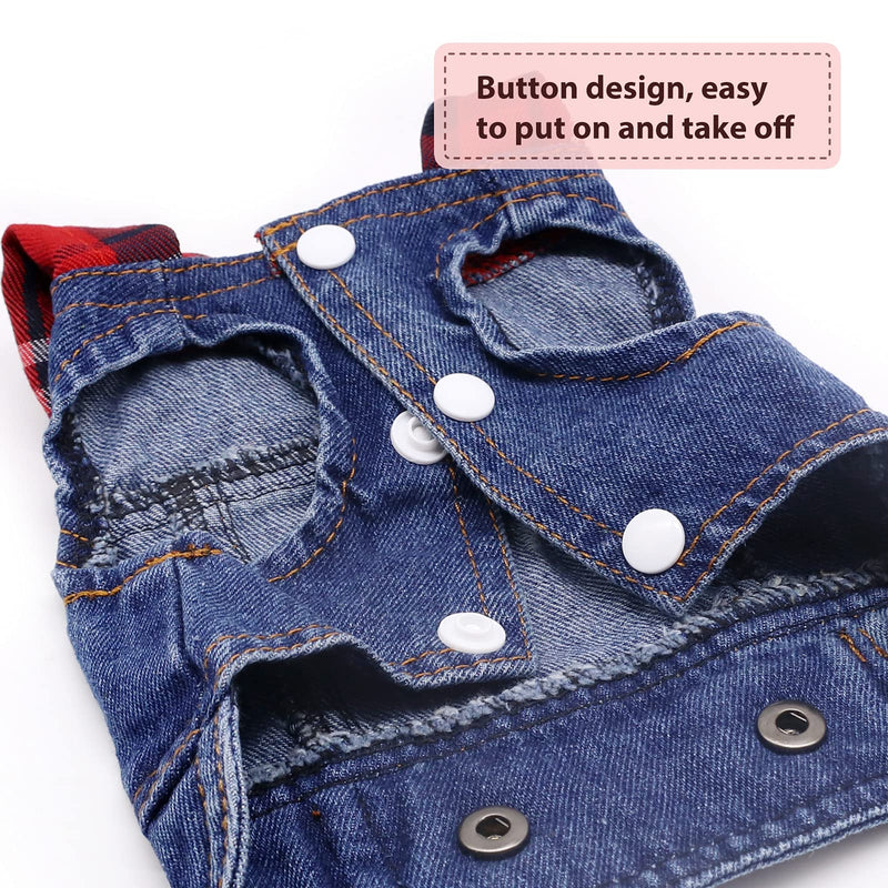 SILD Pet Clothes Dog Jeans Jacket Cool Blue Denim Coat Small Medium Dogs Lapel Vests Classic Hoodies Puppy Blue Vintage Washed Clothes XS Plaid Hat - BeesActive Australia