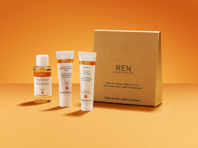 REN Clean Skincare Glow on the Go Travel 3-Piece Kit ($40 Value) Includes Travel-Size Ready Steady Glow Tonic, Glow Daily Vitamin C Gel Cream & Glycol Lactic Radiance Renewal Mask - BeesActive Australia