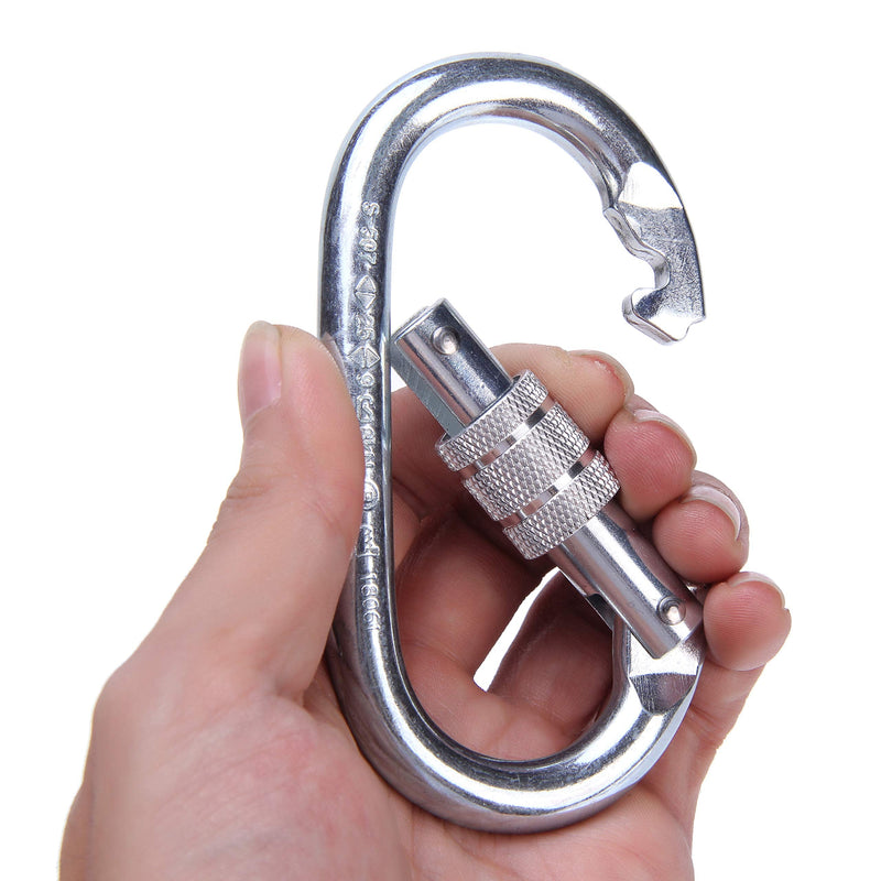 Climbing Carabiner – UIAA & CE Rated 25 kN 5620 LB – Heavy Duty Rugged Terrain Locking Carabiner Clip - Industrial Strength Carabiners - Climbing, Rigging, Ropes, Hammocks 2pc - BeesActive Australia