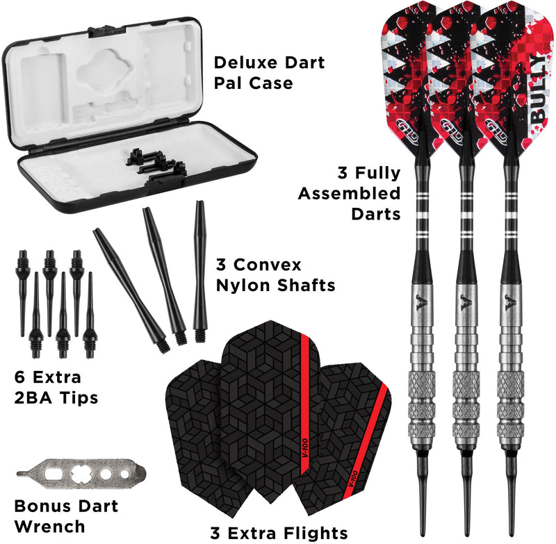 [AUSTRALIA] - Viper Bully 80% Tungsten Soft Tip Darts with Storage/Travel Case, 18 Grams Medium Knurling 