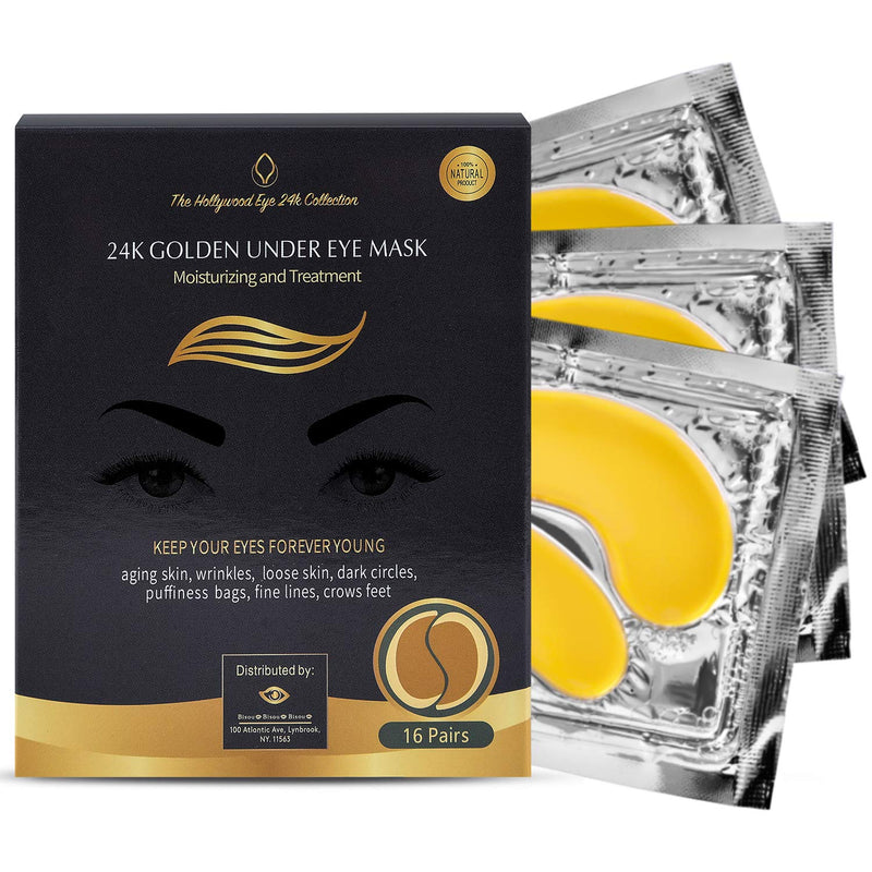 24K Under Eye Collagen Patch, Anti-Aging Mask, Pads for Puffy Eyes & Bags, Dark Circles and Wrinkles including Vitamin C Serum with Hyaluronic Acid for Smooth and Bright Skin (24K EYE MASK + HA) 24K EYE MASK + HA - BeesActive Australia