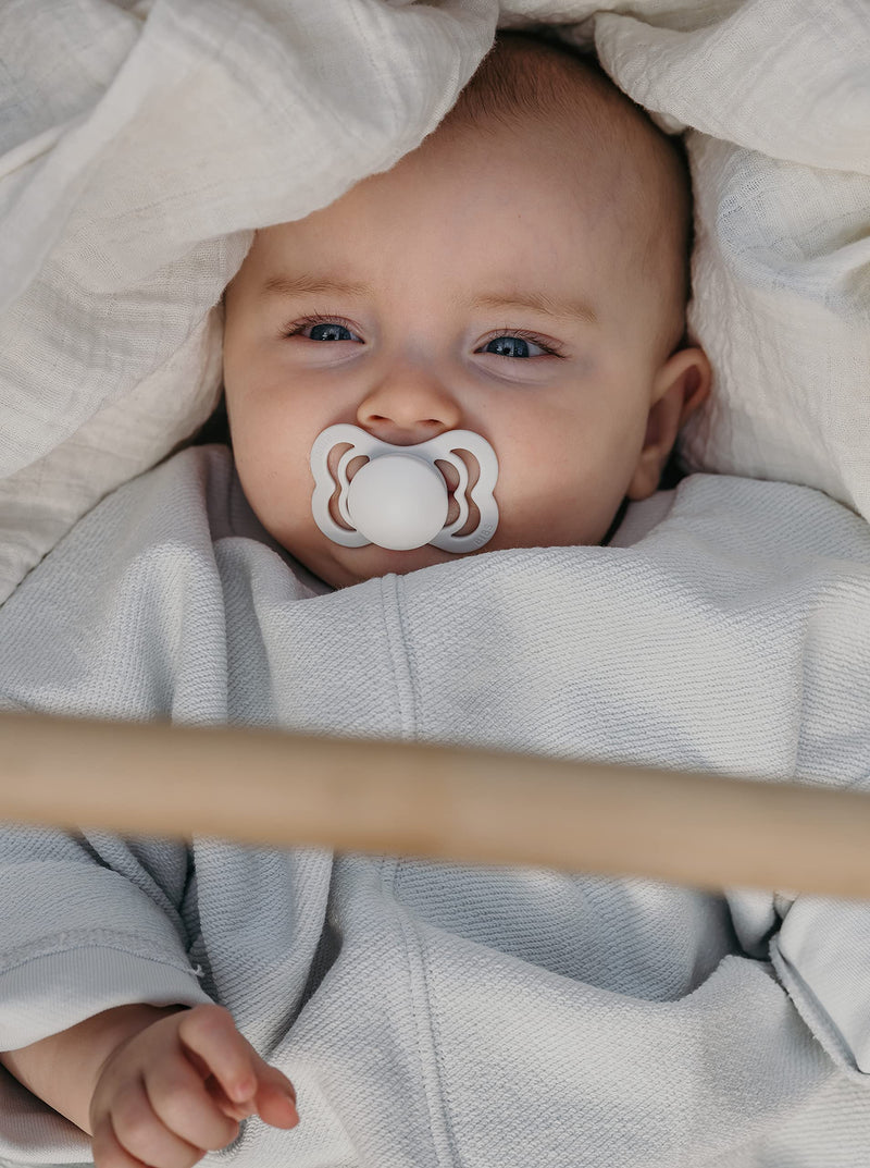 BIBS Pacifiers - Supreme Collection | BPA-Free Baby Pacifier | Made in Denmark | Set of 2 Woodchuck/Blush Color Premium Soothers | Size 0-6 Months - BeesActive Australia