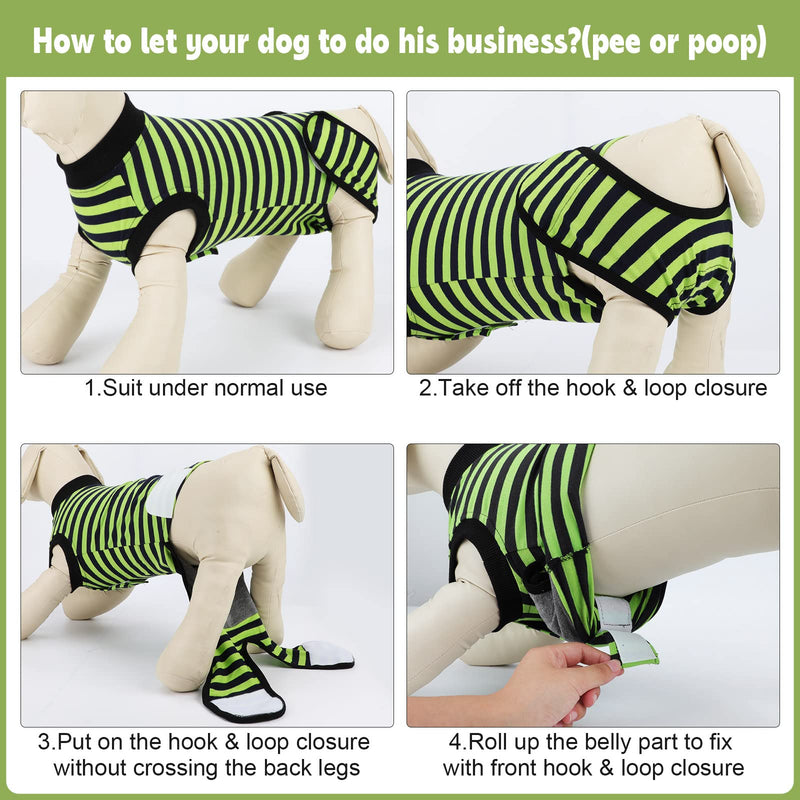 QUEARN Dog Surgery Recovery Suit 2 Packs, Professional Pet Recovery Shirt Dog Abdominal Wounds Bandages for Male Female Pet Surgical Snugly Suit After Surgery Anti-Licking Dog Onesies Medium (Pack of 2) - BeesActive Australia