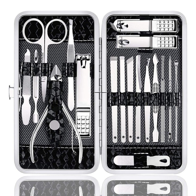 Manicure Set Nail Clippers Pedicure Kit - Stainless Steel Manicure Kit, Professional Grooming Kit, Nail Care Tools with Luxurious Travel Case (18 Grooming Kits) - BeesActive Australia