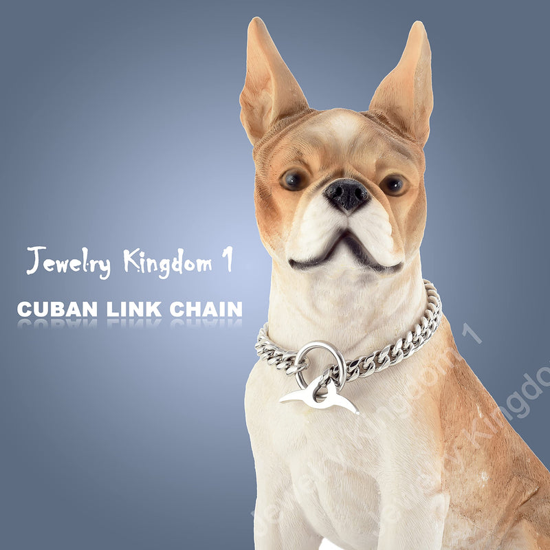 Jewelry Kingdom 1 Dog Chain Collar High Polished Cuban Link Chain 10MM Strong Heavy Duty Chew Proof Adjustable Training Walking Collar with Toggle Clasp and Dog Tag for Small Medium Large Dogs 20"(Fits Neck 16"-19") - BeesActive Australia