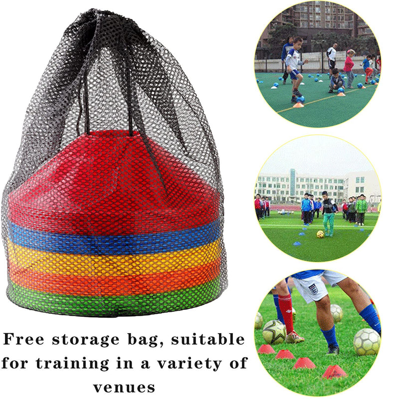 Jyongmer 30 Pcs Disc Cones Training Cones Agility Soccer Cones with Carry Bag for Training, Football, Basketball, Kids, Sports, Field Cone Markers and Other Sports and Games (Thickened Version 22g) - BeesActive Australia