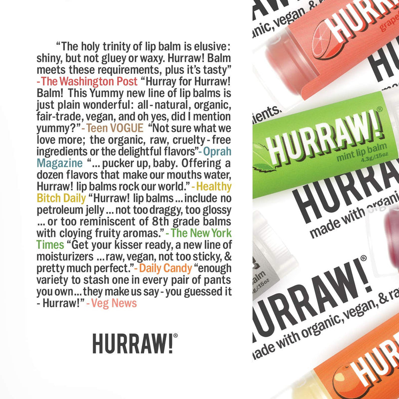 Hurraw! Kapha (Grapefruit, Ginger, Eucalyptus) Lip Balm, 2 Pack: Organic, Certified Vegan, Cruelty and Gluten Free. Non-GMO, 100% Natural Ingredients. Bee, Shea, Soy and Palm Free. Made in USA - BeesActive Australia