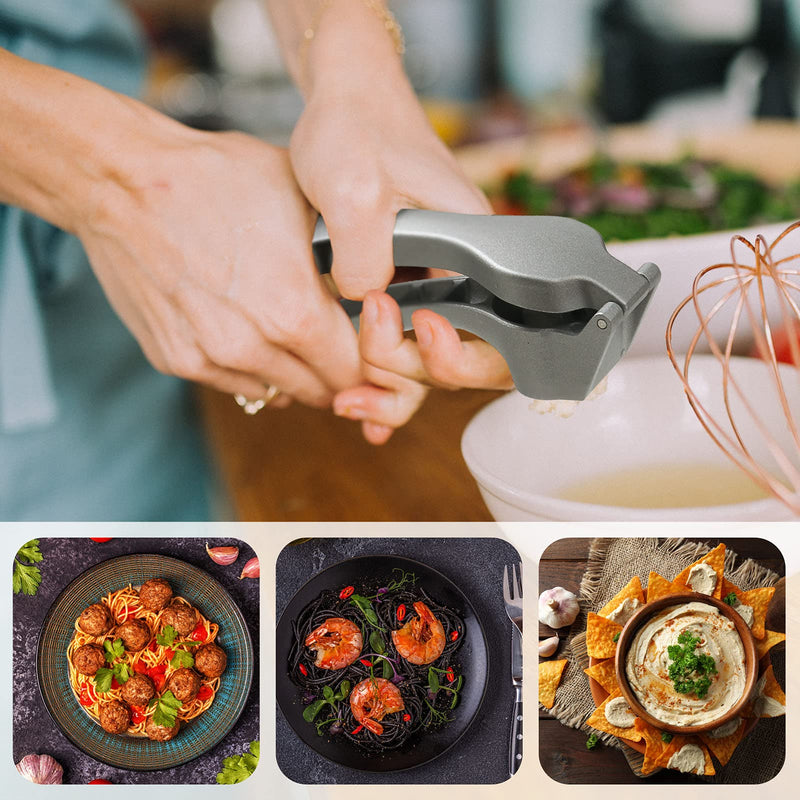 Garlic Press, Garlic Mincer Easy-squeeze Ergonomic Handle, Rust Proof, No Need To Peel, Professional Ginger Press & Garlic Crusher with Handy Cleaning Brush- Dishwasher Safe - BeesActive Australia