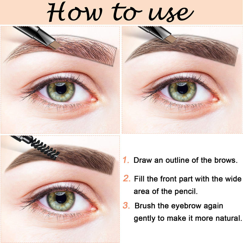 6 Packs Eyebrow Pencil Long Lasting with Brush, Waterproof Retractable Brow Pencil Mechanical Sweat-proof 2 in 1 Double Headed Brow Pencil and Brow Brush Makeup Tool (Coffee) Coffee - BeesActive Australia