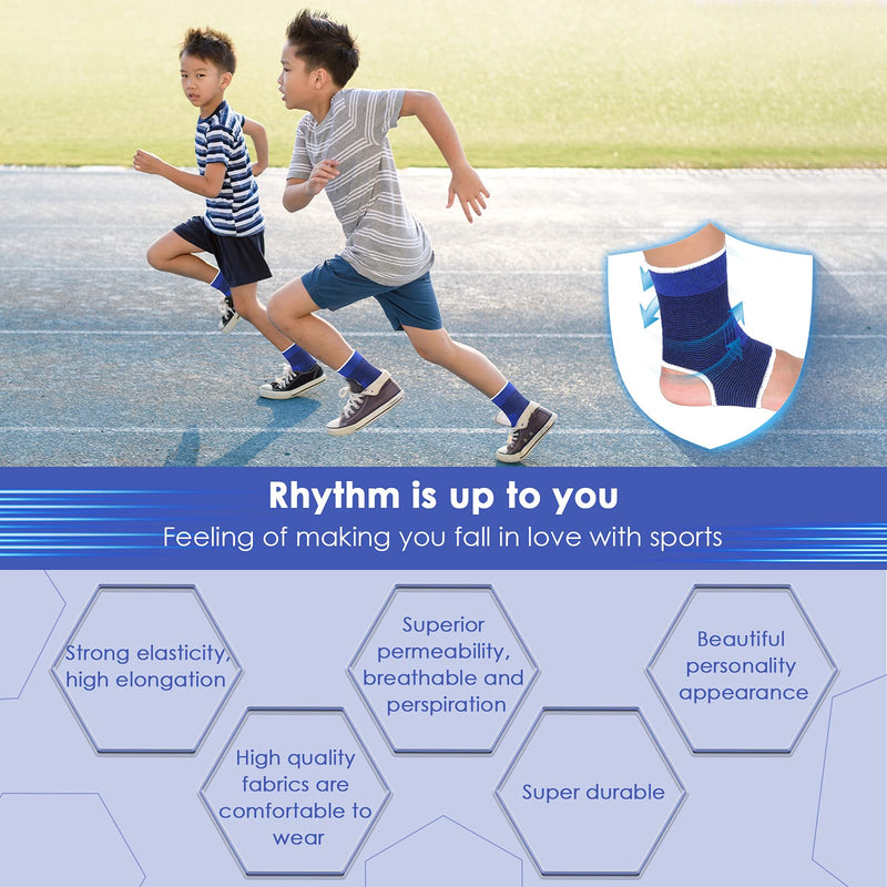 4 Pieces/ 2 Pair Kids Ankle Support Compression Kid Ankle Brace Elastic Kids Compression Socks Knitted Ankle Support Brace Ankle Sleeve for Jogging Running Walking Fitness (10-15 Years, Dark Blue) 10-15 Years - BeesActive Australia