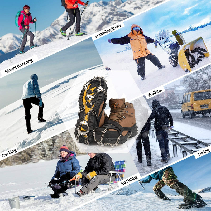 Crampons Ice Cleats Safety Traction Cleats Snow Ice Grips 23 Spikes fit Boots/Shoes for Women Men Hiking Walking black Medium (Boot Size: M <7/W <8) - BeesActive Australia