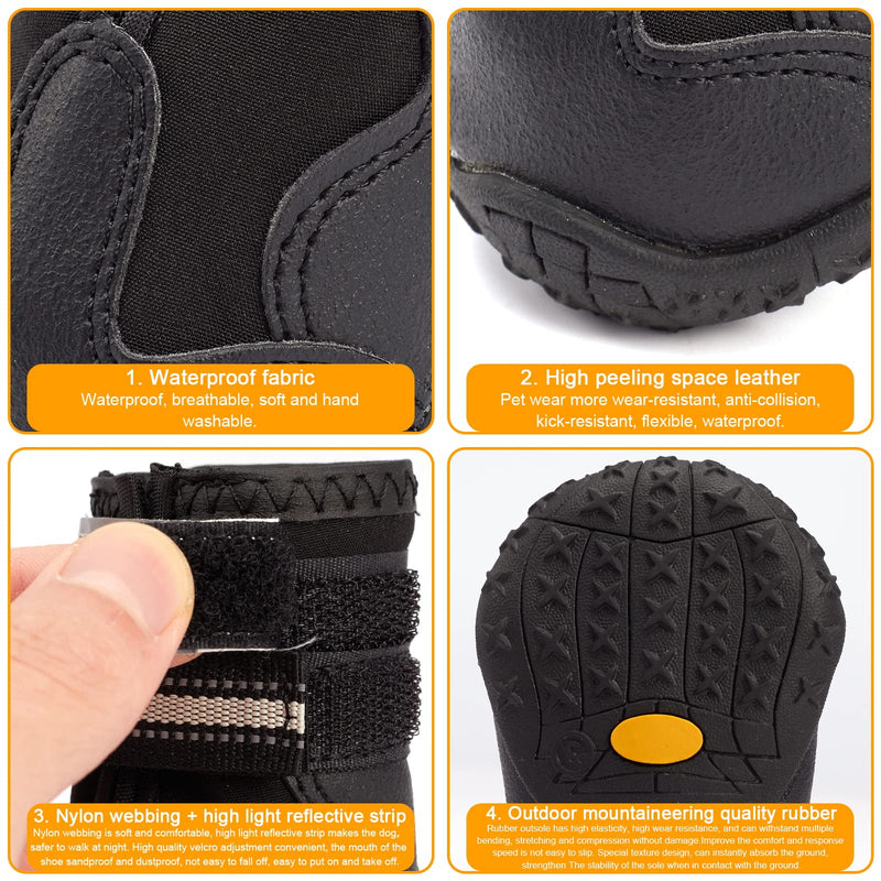 Tasperfed Dog Boots Reflective Breathable Adjustable Waterproof Puppy Hiking Waterproof Boots Pavement Hardwood Floor Non-Slip Outdoor Dog Shoes for Small and Medium Puppy 4PCS/Set size 6 - BeesActive Australia