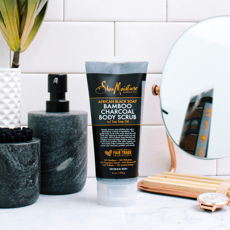 SheaMoisture African black soap bamboo charcoal body scrub exfoliate, 6 Ounce - BeesActive Australia