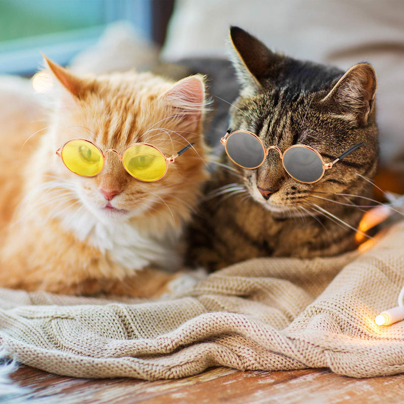 10 Piece Pet Sunglasses Round Metal Pet Sunglasses Classic Retro Pet Sunglasses Cute and Funny Pet Sunglasses Dog Cat Cosplay Party Costume Photo Props Mixed Color - BeesActive Australia