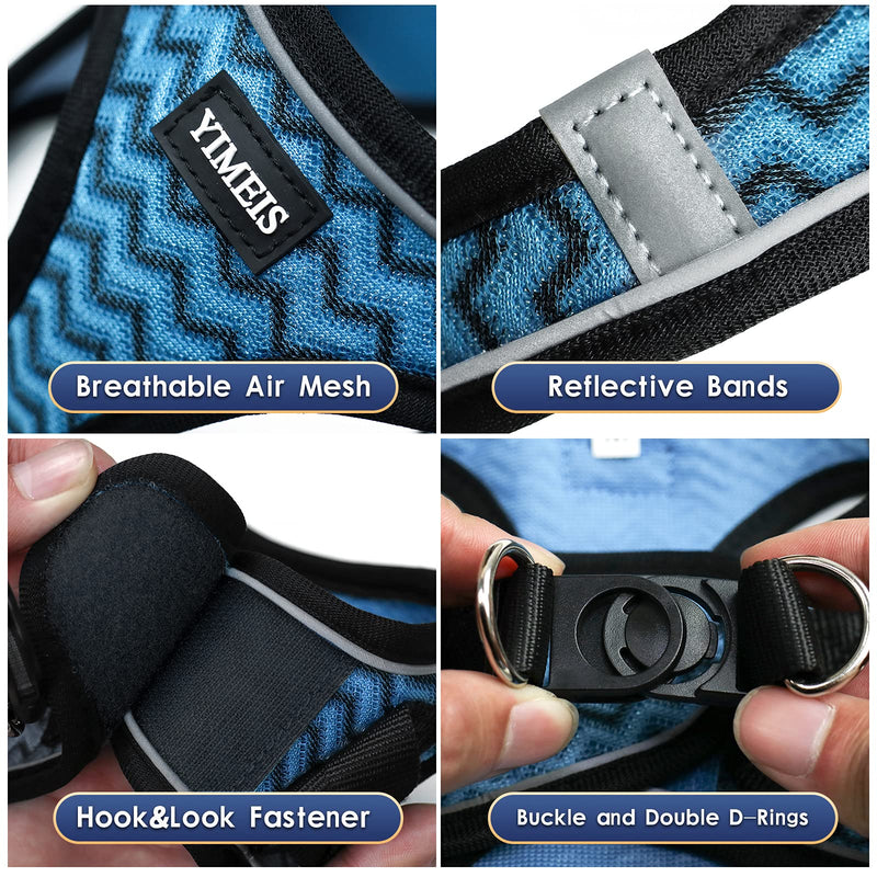 YIMEIS Dog Harness and Leash Set, No Pull Soft Mesh Pet Harness, Reflective Adjustable Puppy Vest for Small Medium Large Dogs, Cats X-Small (Pack of 1) Blue - BeesActive Australia