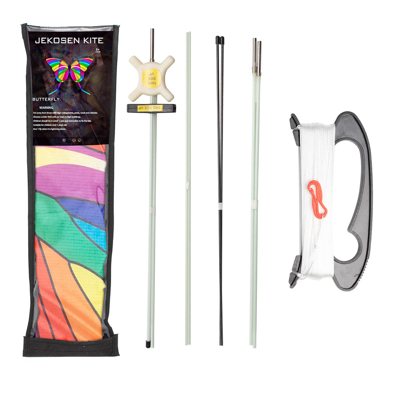 JEKOSEN 2022 Large Butterfly Kite for Kids and Adults Easy to Fly Single Line String with Tail for Beach Trip Park Family Outdoor Activities Stained Glass - BeesActive Australia