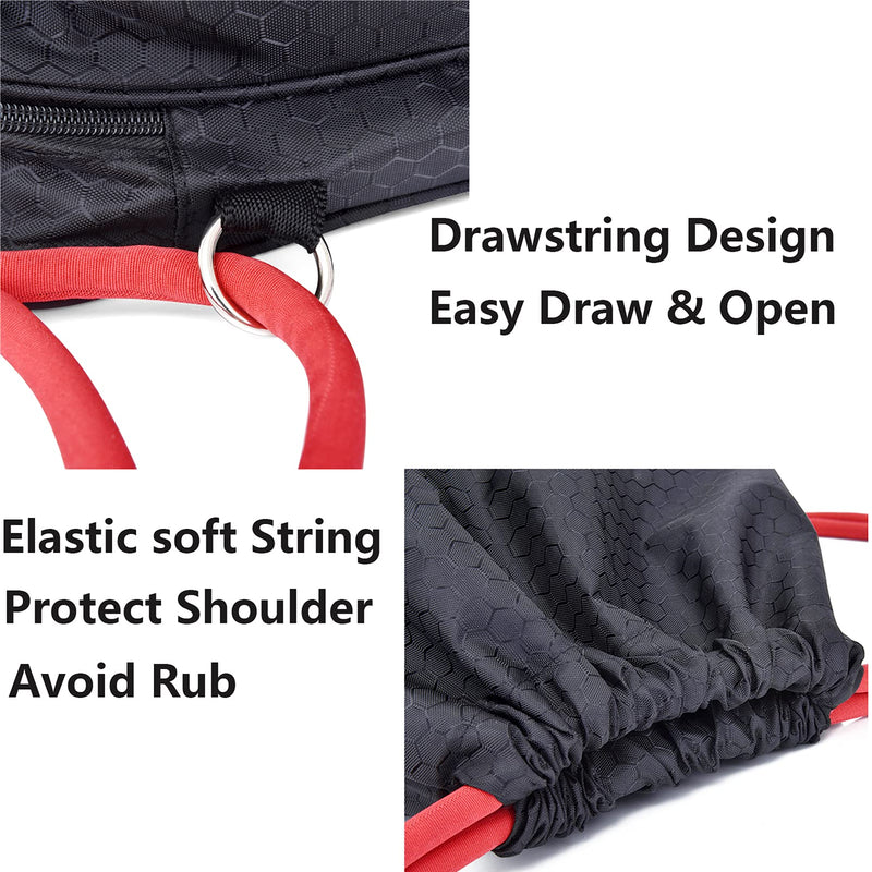 Waterproof Backpack Training Gymsack Drawstring Strap Lightweight Dry Wet Depart Daypack Casual Bags for Gym Shopping Swimming Yoga Sport Shoulder Rucksack (Black) Black - BeesActive Australia