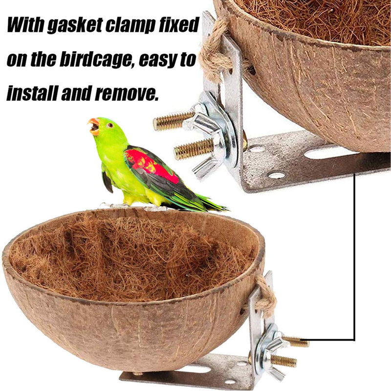 Tfwadmx Bird Nests Natural Coconut Shell Bird Breeding Hatching Nest Parrot Nesting Box Cage Hatch House Hut Cave Parrot Cage Accessories Toys for Budgie Parakeet Cockatiel Parakeet 1PCS - BeesActive Australia