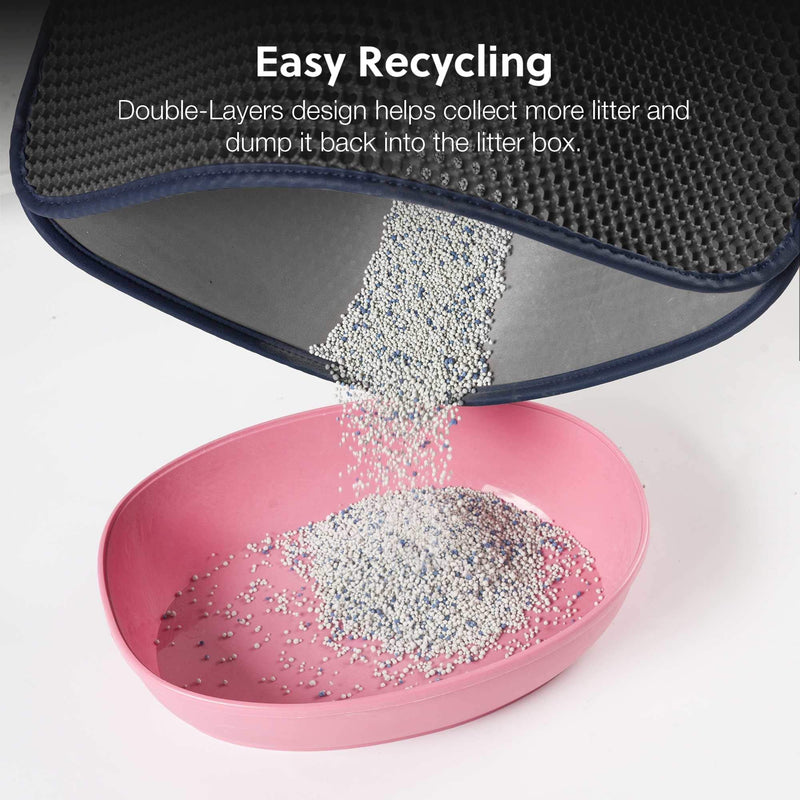 WePet Cat Litter Mat, Kitty Litter Trapping Mat, Honeycomb Double Layer Mats, No Phthalate, Urine Waterproof, Easy Clean, Scatter Control, Catcher Litter Tray Box Rug Carpet L 30 x 25" #02 Grey - BeesActive Australia