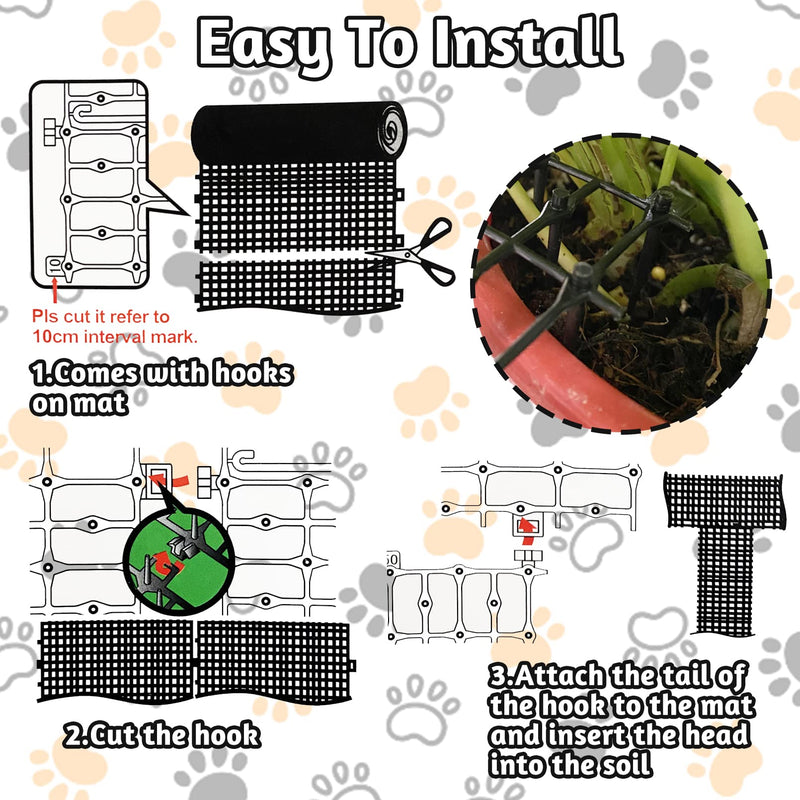 Fhiny 6.6FT/13.1FT Cat Scat Mat with Spikes, Digging Cat Deterrent Devices Prickle Strips Roll Anti Kitten Stopper Training Network for Indoor/Outdoor Pets Dogs Protect Furniture S: 78.8" L×12 "W - BeesActive Australia