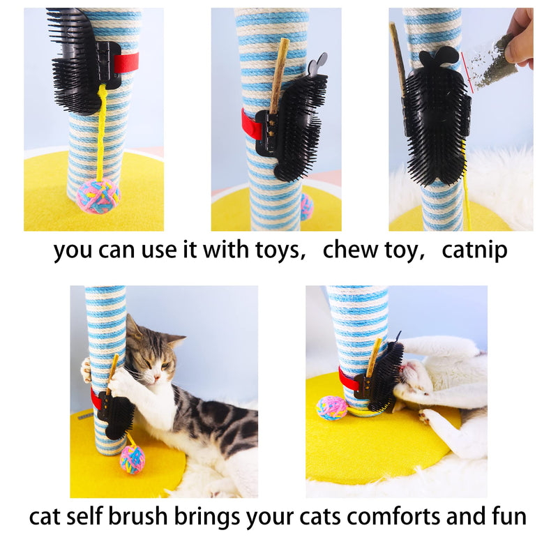 2 Packs Cat Self Groomer, Pet Massage Combs Brush, Cat Wall Scratcher Cat Grooming Brushes for Indoor Cats, Dog Bathing Brush with Catnip, Self Massage Tool for Long & Short Fur Kitten Cats Dogs - BeesActive Australia