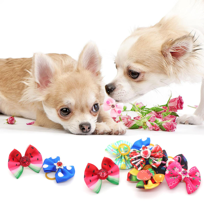 Petbuy 40PCS (20 Paris) Dog Bows Cute Puppy Dog Small Bowknot Hair Bows with Rubber Bands Small Dog Hair Bowknot Pet Hair Accessories Pet Grooming Accessories for Party Christmas Birthday - BeesActive Australia