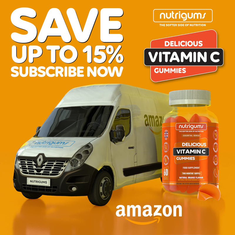 Vitamin C | 60 Orange Flavour Gummies | Two Month Supply | Immune, Energy & Collagen Formation Support | Vegan Suitable by NUTRIGUMS� - BeesActive Australia