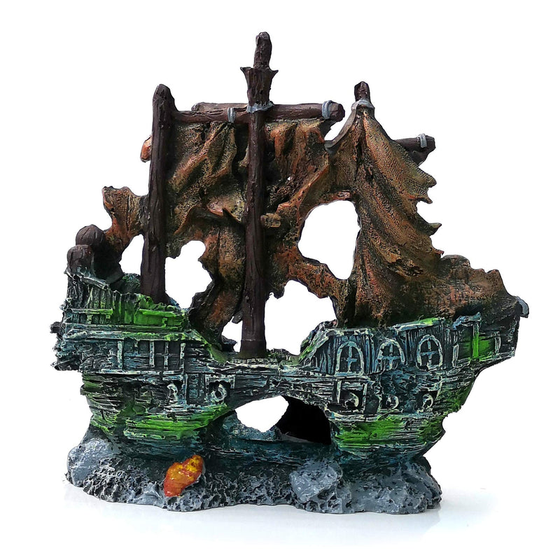 M2cbridge Antique Roman Column Ruins European Castle Aquarium Decorations Fish Tank Hideout Rocks (Pirate Shipwreck) Pirate Shipwreck - BeesActive Australia