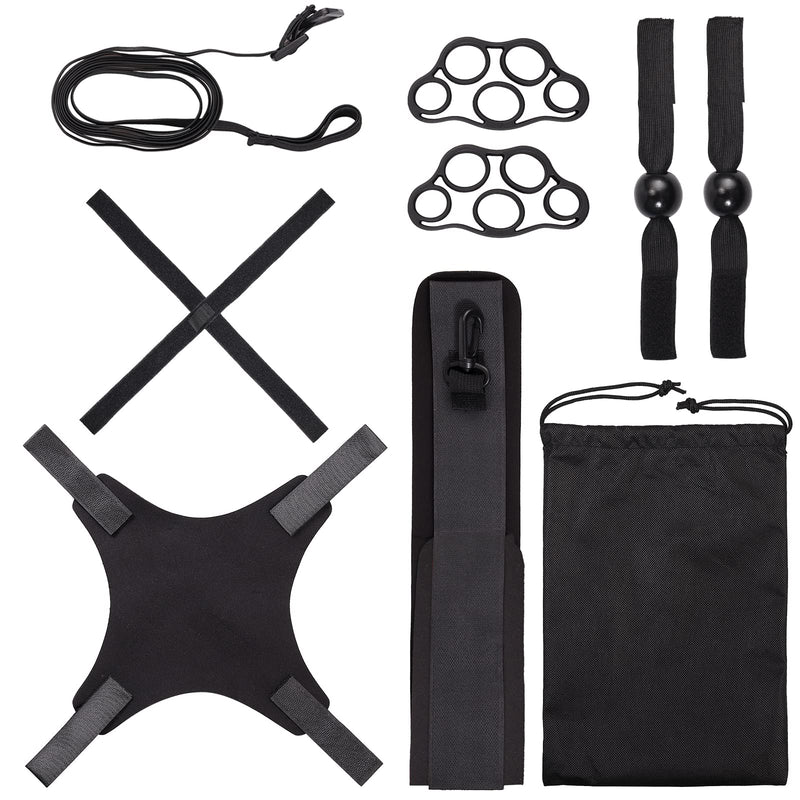 VINTEAM Volleyball Training Equipment Aid, Volleyball Serve Trainer Solo Practice Trainer Kit for Serving, Setting, Spiking & Arm Swing Black with volleyball setting straps - BeesActive Australia