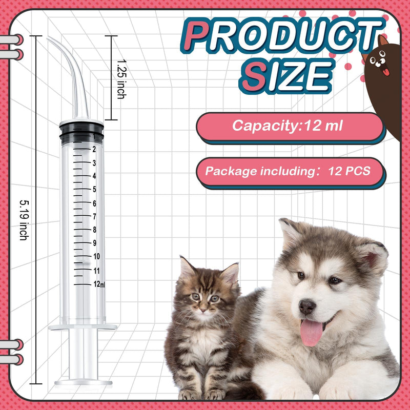 12 Pieces Pet Feeding Syringes 12 ml Syringe for Liquid Baby Bird Feeding Syringe Kitten Feeder for Small Dogs Cats Puppy Kitten and Other Small Animal Nursing Supplies - BeesActive Australia