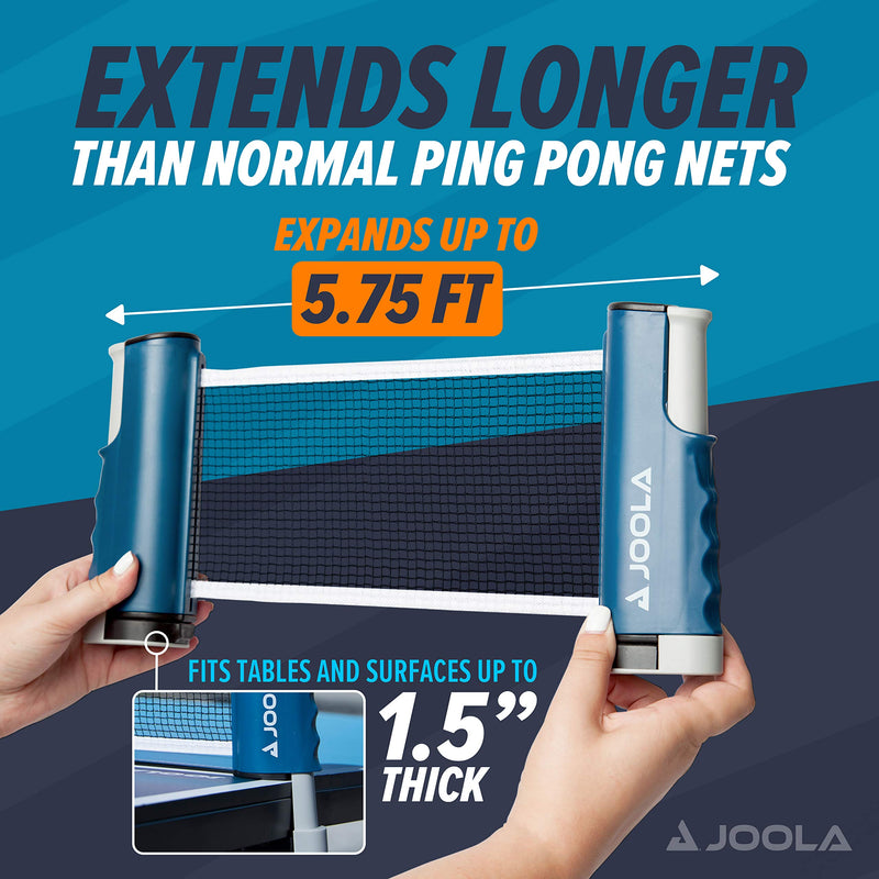 JOOLA Retractable Portable Table Tennis Net and Post Set (Adjustable Length) - Play Ping Pong Anywhere, blue, small - BeesActive Australia