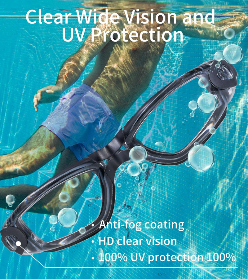 Swimming Goggles Swim Glass for Adult Men Women Swim Goggles with Earplugs & 3 Nose Pieces Clear - BeesActive Australia