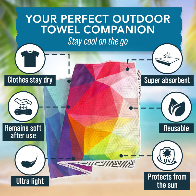 Cooling Towels for Neck and Face (12” x 40”) - Perfect for Golf, Hiking, Outdoor Sport, Workout and Hot Weather - Stay Cool with Youphoria’s Microfiber Cooling Neck Wraps - Fractal - BeesActive Australia